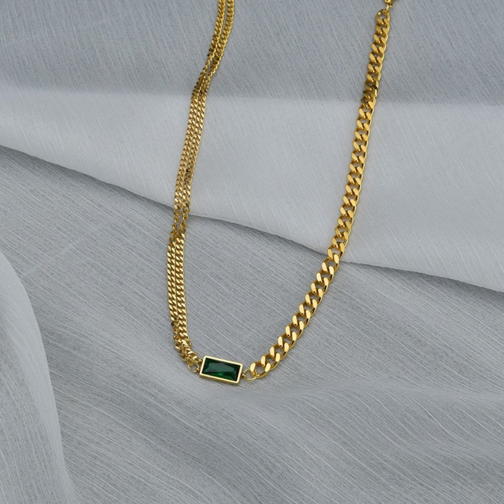 💕Last one Green Stone Golden Chain Choker - Picture 5 of 12